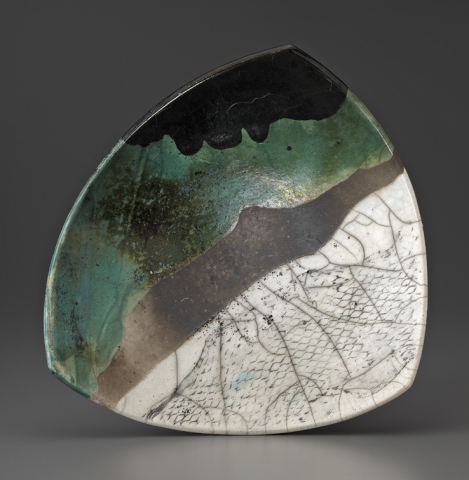 Raku Plate with Green No. 1